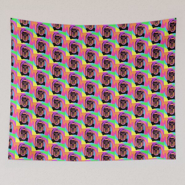 Item preview, Black Jukebox on a Rainbow Tie Dye Stripe Background Small Sized Repeating Pattern designed and sold by Nicolette Olivier.