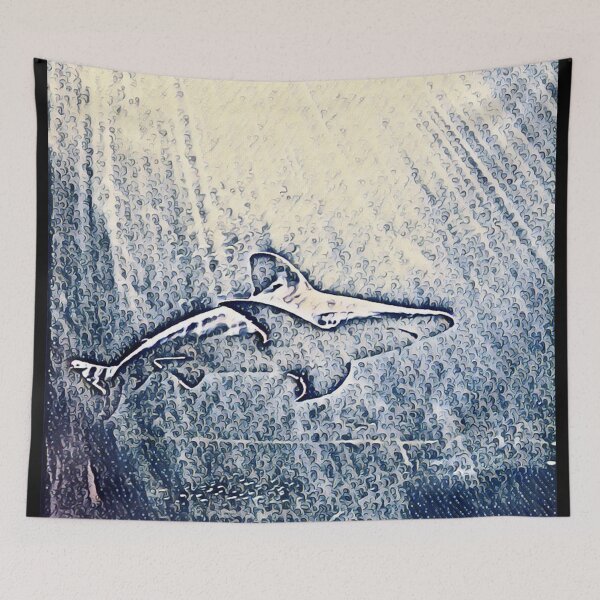 Item preview, Blue Beach Sea Waves Ocean Portrait Shark Art designed and sold by TheWildFlix.