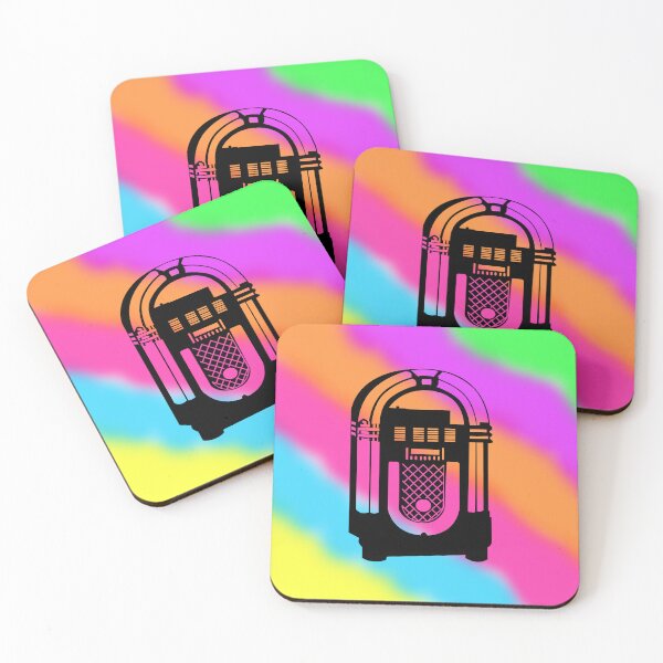 Item preview, Black Jukebox on a Tie Dye Stripe Background, Large Sized Non-Repeating Image designed and sold by Nicolette Olivier.