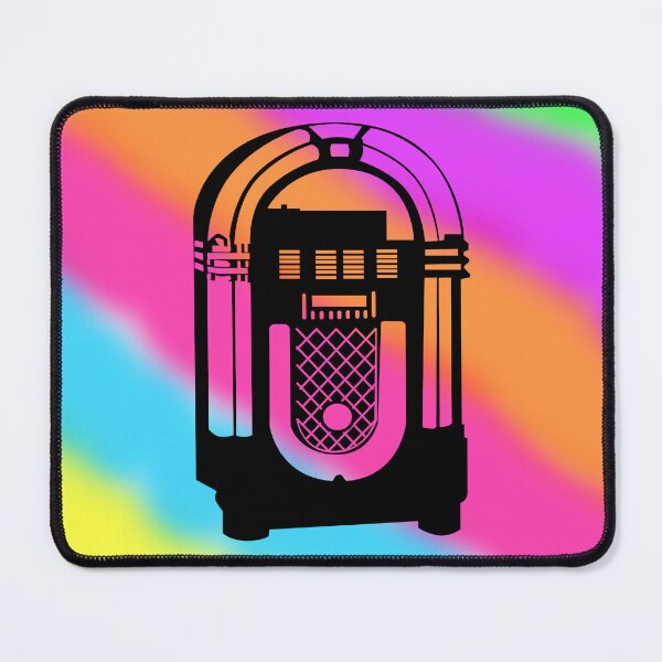 Item preview, Black Jukebox on a Tie Dye Stripe Background, Large Sized Non-Repeating Image designed and sold by Nicolette Olivier.