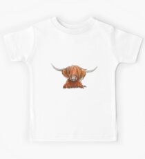 Scottish Hairy Highland Cow ' HARLEY 2 ' by Shirley MacArthur Kids Tee
