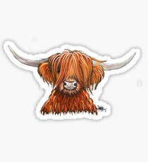 Scottish Hairy Highland Cow ' HARLEY 2 ' by Shirley MacArthur Sticker