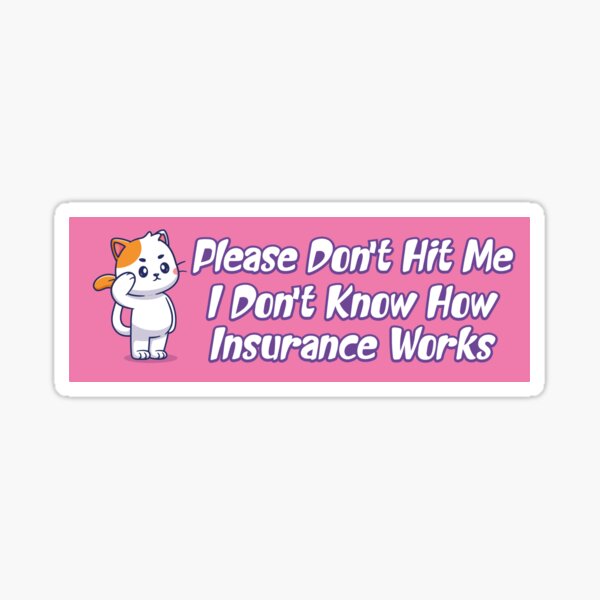 Please Don't Hit Me I Don't Know How Car Insurance Works Cool Bumper  Sticker for Sale by e-mad