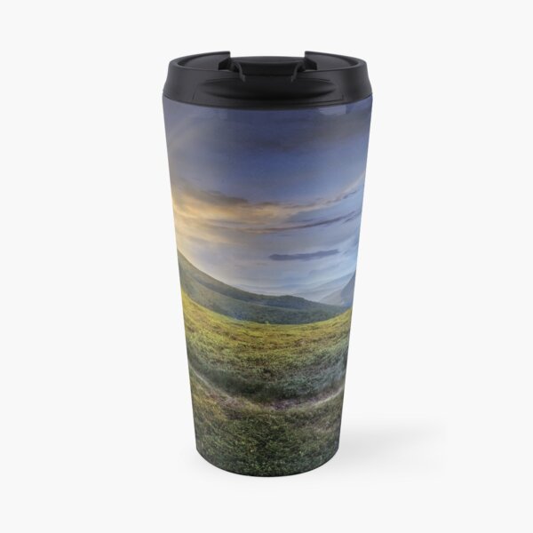 path through a meadow on the hillside Travel Mug