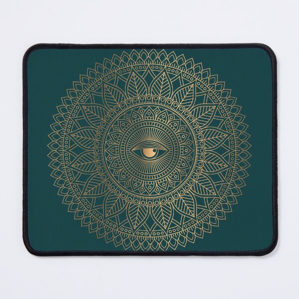 Item preview, Luxury Ornamental Golden Eye Mandala On Dark Green designed and sold by Vic Torys ☆.