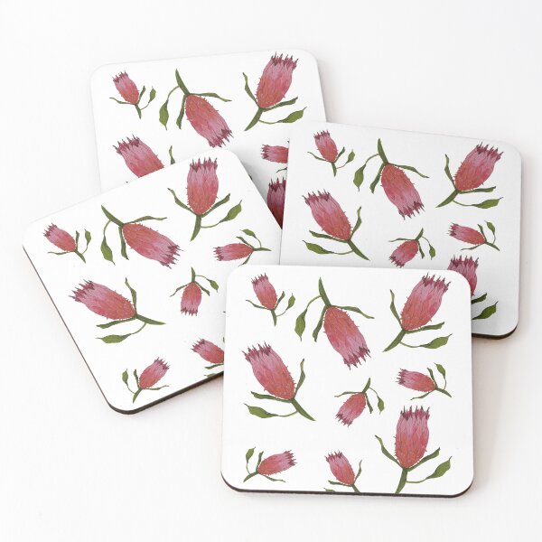 Item preview, Scattered Protea flower in pink and red designed and sold by BBArtStudio.