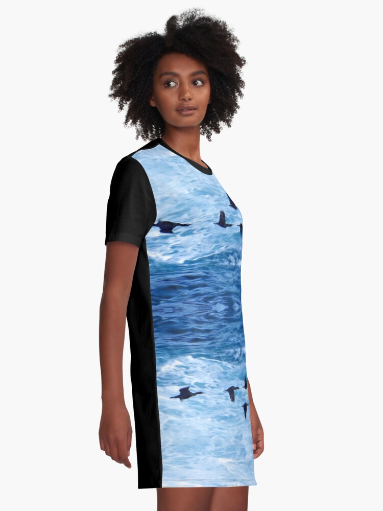 Alternate view of Cormorants Skimming the Waves off Inishmore Graphic T-Shirt Dress