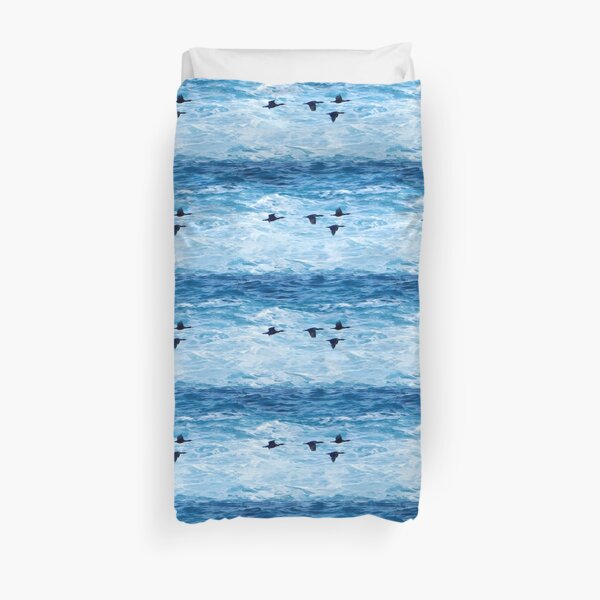 Cormorants Skimming the Waves off Inishmore Duvet Cover