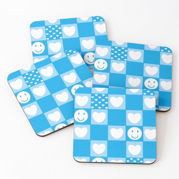 Item preview, checkered print hearts pattern blue designed and sold by mariahmoniquedesign.