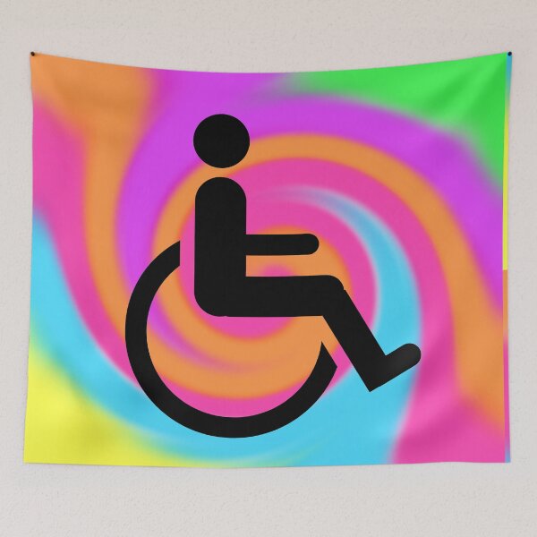Item preview, Handicapped Symbol in Black on a Tie Dye Swirl Background, Large Sized Non-Repeating Image designed and sold by Nicolette Olivier.