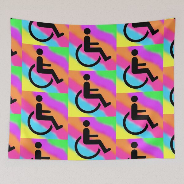 Item preview, Handicapped Symbol in Black on a Tie Dye Stripe Background, Large Sized Repeating Pattern designed and sold by Nicolette Olivier.