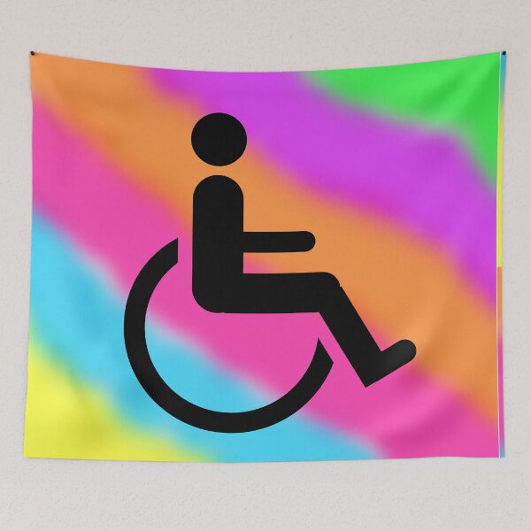 Item preview, Handicapped Symbol in Black on a Tie Dye Stripe Background, Large Sized Non-Repeating Image designed and sold by Nicolette Olivier.