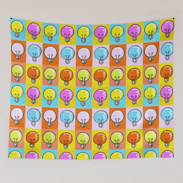 Item preview, Pop art lightbulb pattern designed and sold by gummystingray.