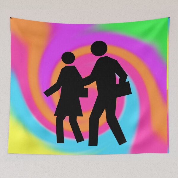 Item preview, School Crosswalk Symbol in Black on a Tie Dye Swirl Background, Large Sized Non-Repeating Image designed and sold by Nicolette Olivier.