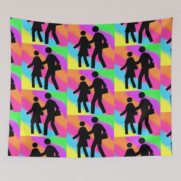 Item preview, School Crosswalk Symbol in Black on a Tie Dye Stripe Background, Large Sized Repeating Pattern designed and sold by Nicolette Olivier.