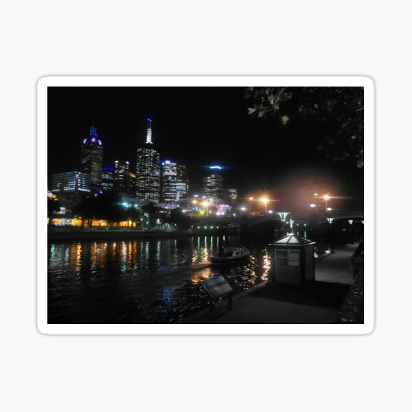 Melbourne's Yarra River and Southbank at night Sticker