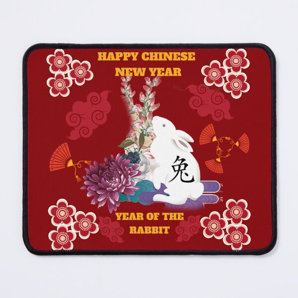 Item preview, Beautiful Floral Year Of The Rabbit - Happy Chinese New Year Cute White Bunny designed and sold by adoredigitals.