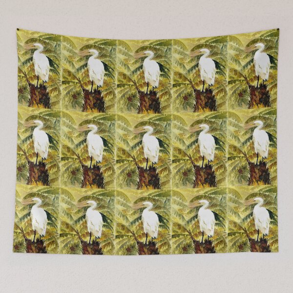 Item preview, White Egret Standing On A Stump Hiding In Tropical Plants designed and sold by DonSylvester.