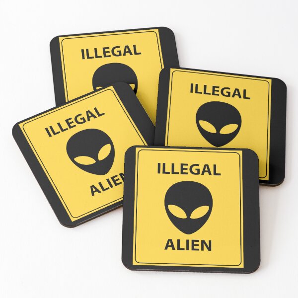 Item preview, Illegal Alien UFO Yellow Hazard Warning Signs Symbols  designed and sold by QuanJewelry.