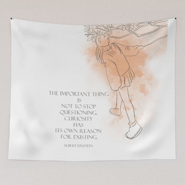 Item preview, curiosity quote  woman drawing designed and sold by ColorandColor.