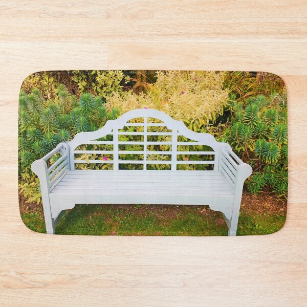 M.I. #247 |☼| Grey Bench - Full View Low Shot (Elsham Hall, Gardens & Country Park) Bath Mat