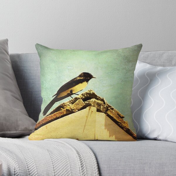 Willie wagtail on the Roof Throw Pillow
