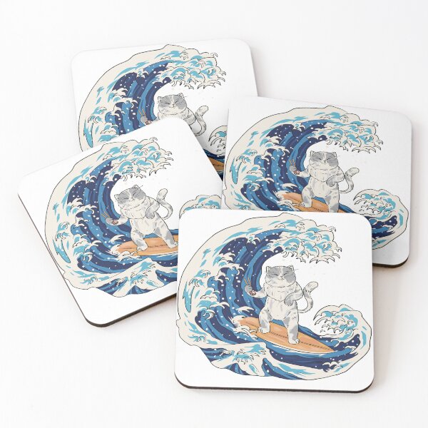 Item preview, Japanese Wave Surfing Cat designed and sold by TurtleDojo.