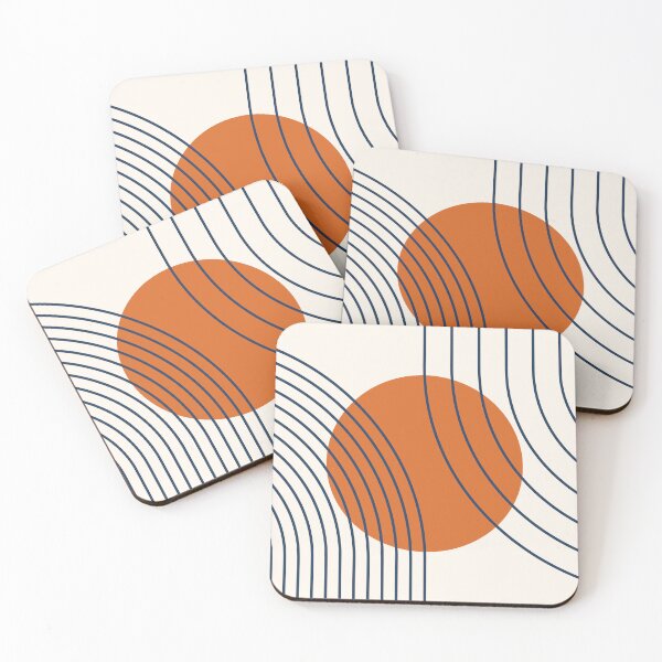 Item preview, Geometric Lines in Sun Rainbow Abstract 4 in Navy Blue Orange designed and sold by nineFlorals.