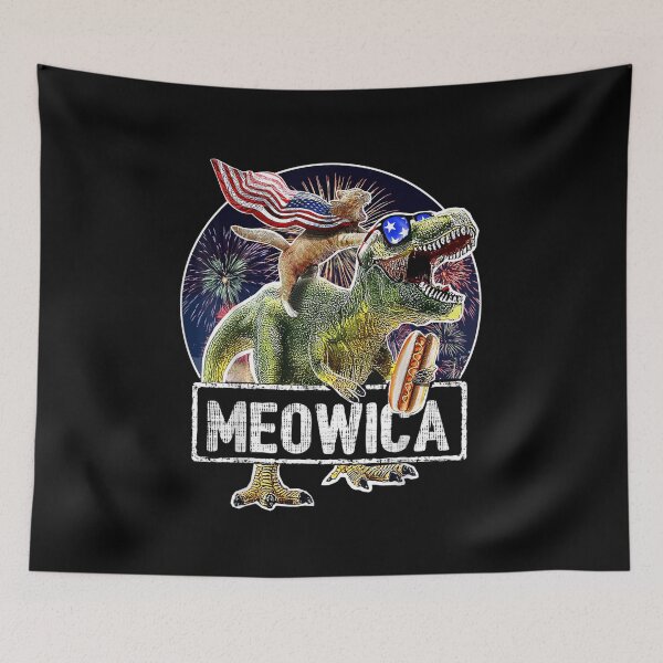Item preview, Meowica American Flag Cat Dinosaur 4th of July designed and sold by BufFord71.