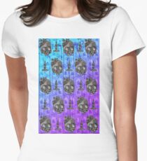 SKULL AND CANDLE WITCHCRAFT PATTERN Women's Fitted T-Shirt