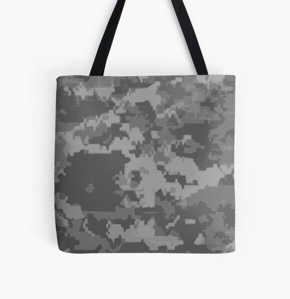 Gray Digi Camo Style Camouflage Pattern All Over Print Tote Bag