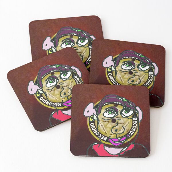 Item preview, Green eyed lady with colored shellac record and label designed and sold by Stacey Lazarus.