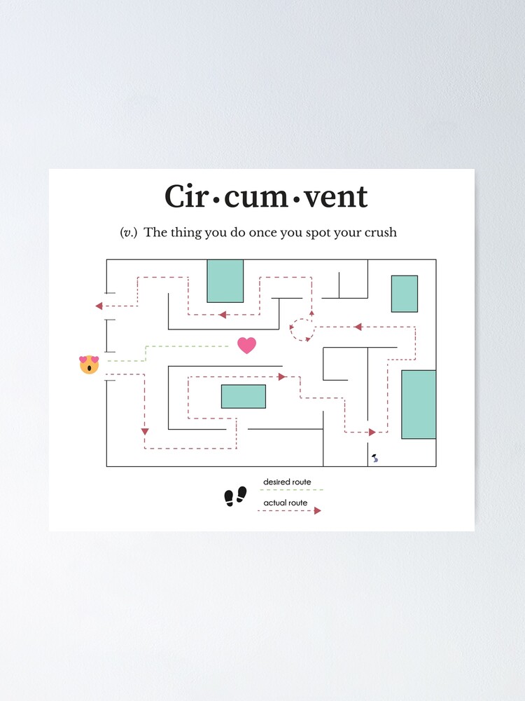 "Circumvent your Crush Funny Definition & Map" Poster for Sale by BitesizeWits Redbubble
