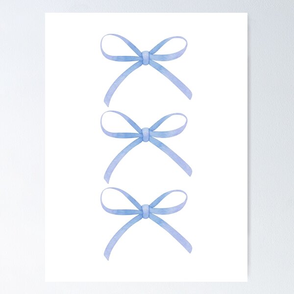 Item preview, Watercolor Blue Thin Bow Trio designed and sold by CampbellPrints.