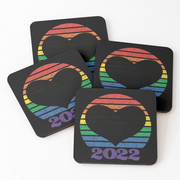 Item preview, Pride 2022 Retro Inspired Sunset in rainbow colors with heart silhouette  designed and sold by MunsyArt.