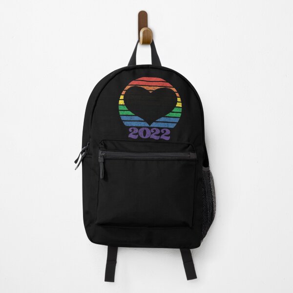 Item preview, Pride 2022 Retro Inspired Sunset in rainbow colors with heart silhouette designed and sold by MunsyArt.