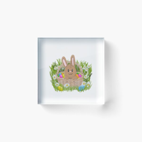 Item preview, Easter Bunny in easter basket filled with eggs surrounded by daisies designed and sold by adevenneyart.