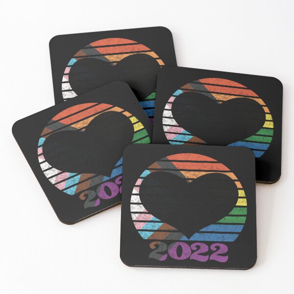 Item preview, Pride Progress 2022 Retro Inspired Sunset in rainbow colors with heart silhouette  designed and sold by MunsyArt.