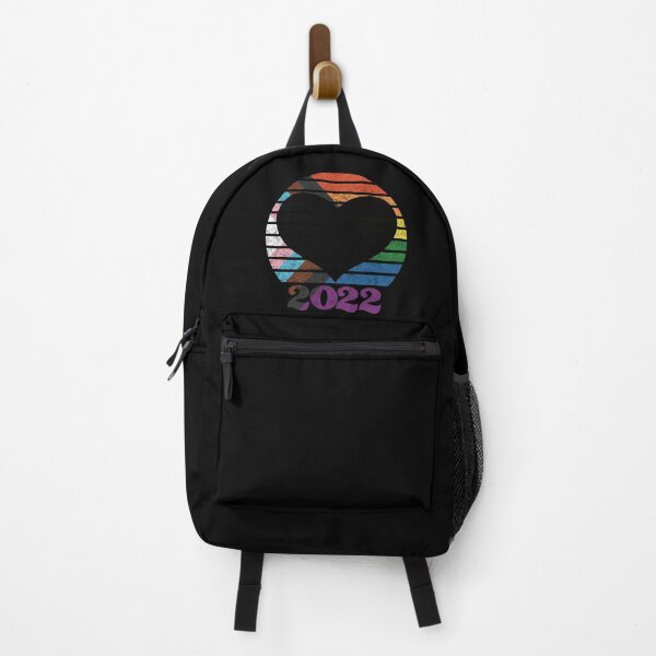 Item preview, Pride Progress 2022 Retro Inspired Sunset in rainbow colors with heart silhouette designed and sold by MunsyArt.