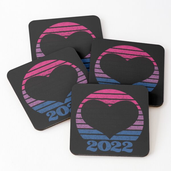 Item preview, 2022 Bi Pride Flag Inspired Retro Sunset with heart silhouette designed and sold by MunsyArt.