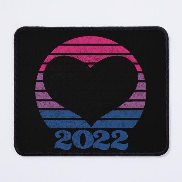 Artikelvorschau, 2022 Bi Pride Flag inspirierter Retro-Sonnenuntergang mit Herzsilhouette entworfen und verkauft von MunsyArt.