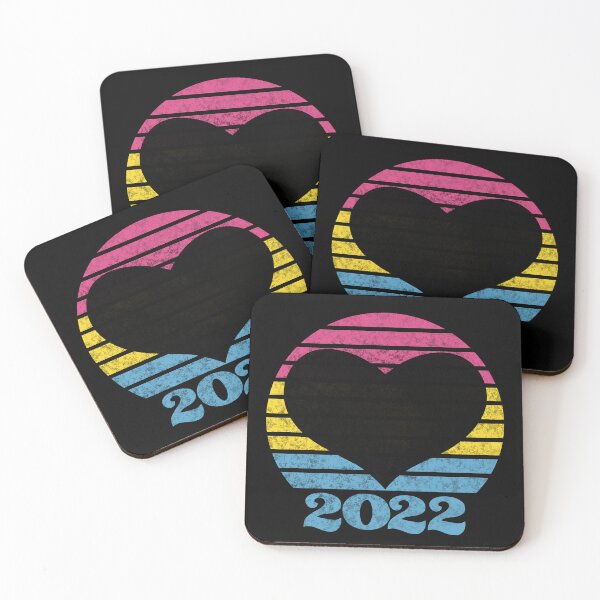 Item preview, 2022 Pan Pride Flag Inspired Retro Sunset with heart silhouette designed and sold by MunsyArt.