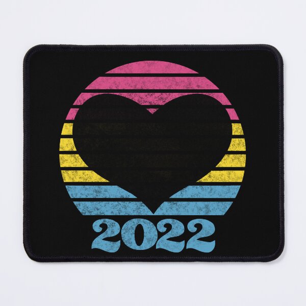 Item preview, 2022 Pan Pride Flag Inspired Retro Sunset with heart silhouette designed and sold by MunsyArt.