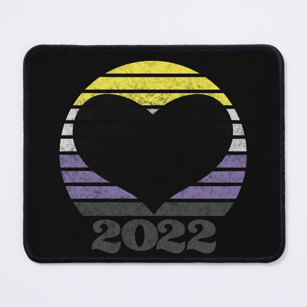 Item preview, 2022 Non-Binary Pride Flag Inspired Retro Sunset with heart silhouette designed and sold by MunsyArt.