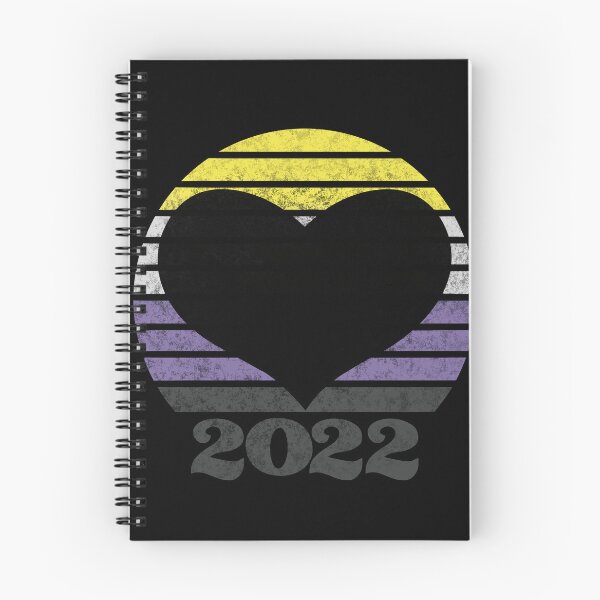 Item preview, 2022 Non-Binary Pride Flag Inspired Retro Sunset with heart silhouette designed and sold by MunsyArt.