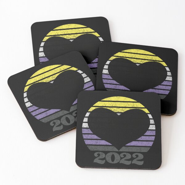 Item preview, 2022 Non-Binary Pride Flag Inspired Retro Sunset with heart silhouette designed and sold by MunsyArt.