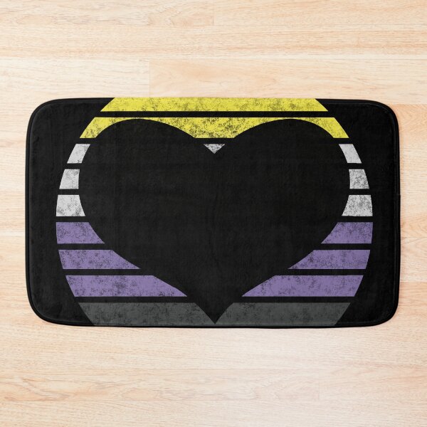 Item preview, 2022 Non-Binary Pride Flag Inspired Retro Sunset with heart silhouette designed and sold by MunsyArt.