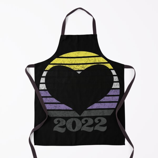 Item preview, 2022 Non-Binary Pride Flag Inspired Retro Sunset with heart silhouette designed and sold by MunsyArt.