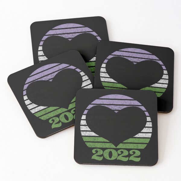 Item preview, 2022 Genderqueer Pride Flag Inspired Retro Sunset with heart silhouette designed and sold by MunsyArt.