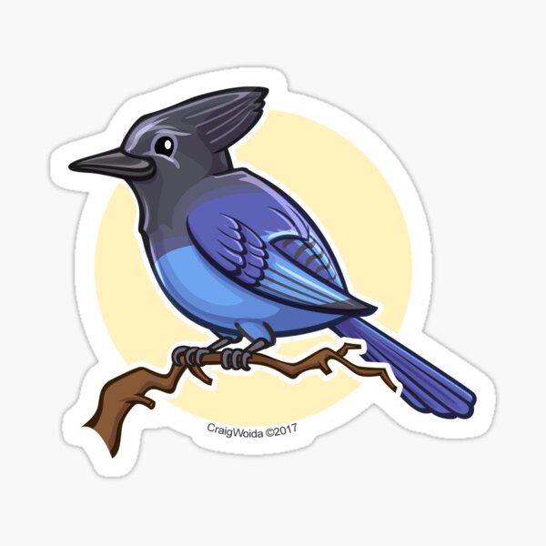 Item preview, Stellar's Jay Bird over Yellow Background designed and sold by CraigWoida.
